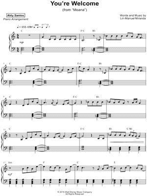 You Re Welcome Moana Chords Sheet And Chords Collection