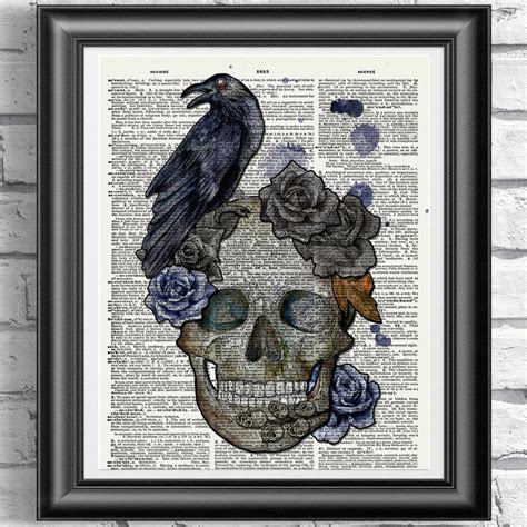 Skull And Raven Art Print Gothic Home Decor Art Print On Etsy Uk