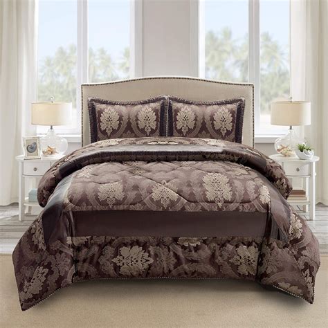 3 piece quilted bedspread bed throw heavy jacquard comforter set with 2 shams ebay
