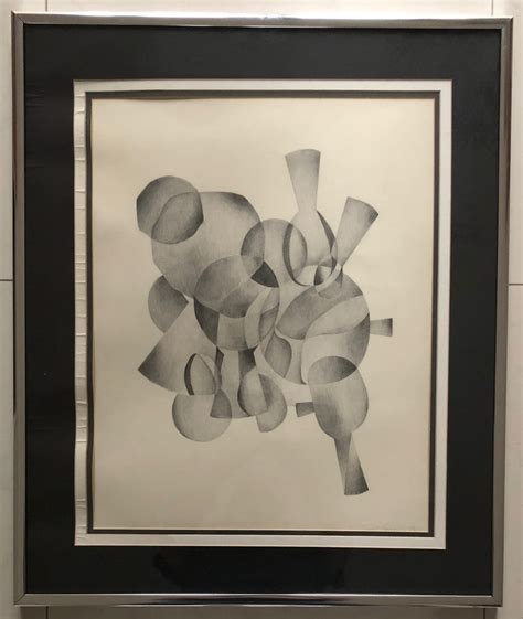 Vintage 70s Overlapping Abstract Shapes Pencil Drawing Art Mid Etsy