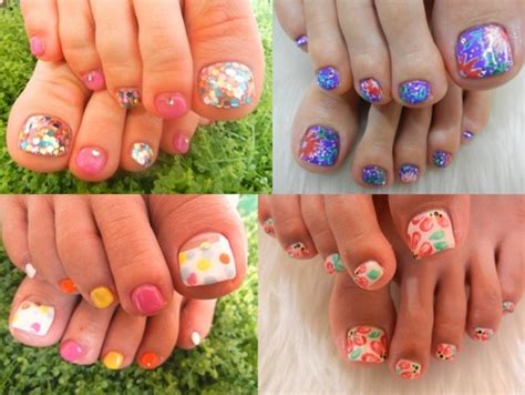 Press the flower to the wet nail polish. Pedicure Nail Art Designs for Summer|