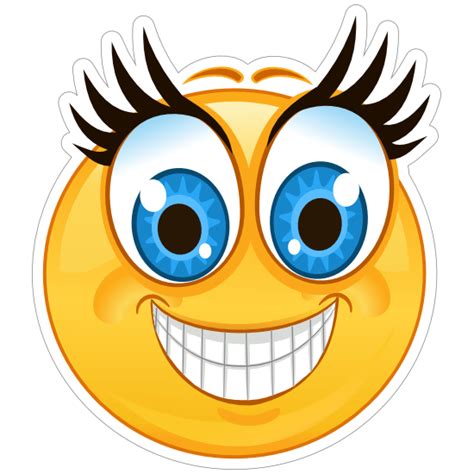 Crazy Blue Eyes Big Smile Emoji Sticker