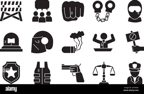 Silhouette Style Icon Set Design Manifestation Protest And