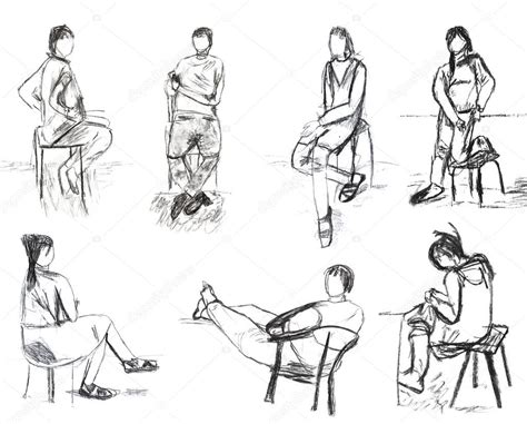 Children drawing - sketches of people motion — Stock Photo ...