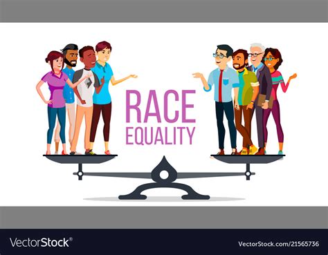 Race Equality Standing On Scales Equal Royalty Free Vector