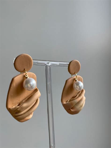 Perle Earrings Polymer Clay Earrings Pearl Earrings Jewelry