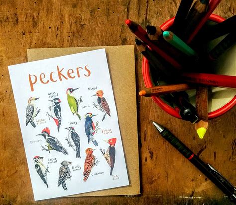 Peckers Card A Fun Greeting Card Cheeky Woodpecker Pun Etsy Uk