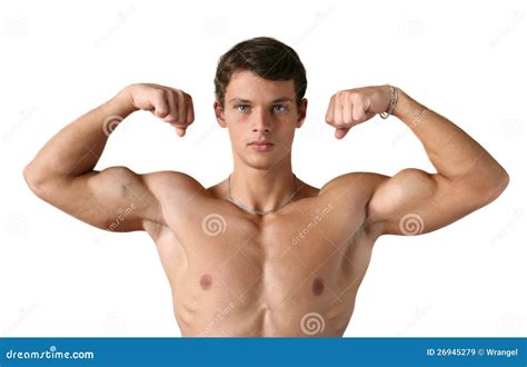Muscular Man Flexing His Biceps Stock Image Image Of Attractive