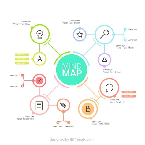 Elegant Mind Map With Colorful Circles Free Vector