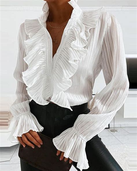 ruched ruffle panel blouse in 2020 clothes fashion blouse designs