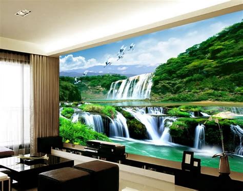 3d Room Wallpaper Landscape Waterfall 3d Stereoscopic Wallpaper 3d Wall