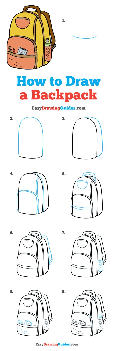 How To Draw A School Backpack Step By Step School Walls