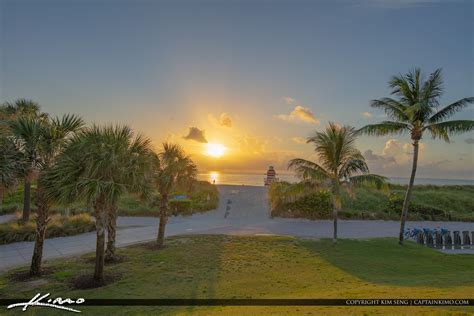 South Pointe Park Beach Miami Florida Sunrise Royal Stock Photo