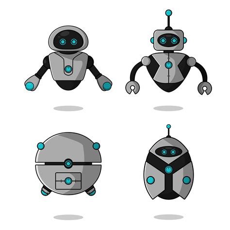 Cute Flying Robot Mascot Set 2084522 Vector Art At Vecteezy