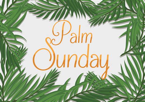 Download palm sunday stock vectors. Golden Palm Sunday Text With Branches Around It Stock ...