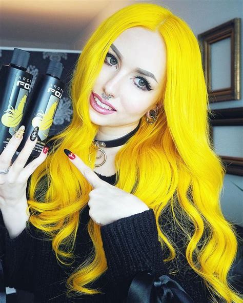 Pin By Sheryl On Hair And Beauty Yellow Hair Color Hair Color Blue Dyed Hair
