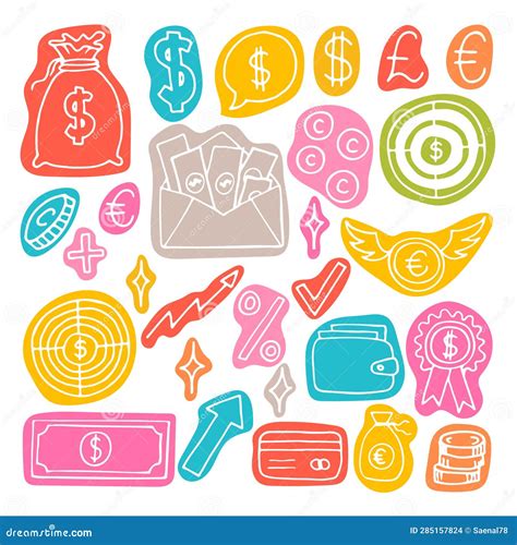 Hand Drawn Business Icons Finance Money Investment Strategy Doodle