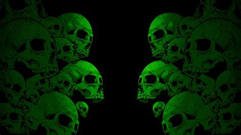 Full Hd Wallpaper Skull Green Composition Dark Desktop
