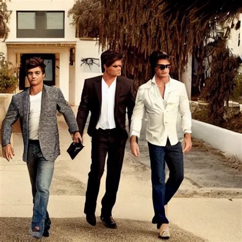Portrait Of Zac Efron And John Stamos And Rob Lowe As Stable