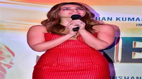 Kriti Sanon Looks Stunning In Red Off Shoulder Dress At Shehzada Trailer Launch शहजादा के