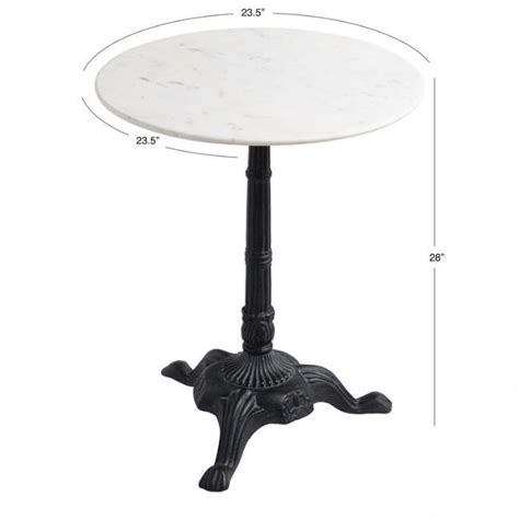 Round White Marble And Black Metal Bistro Accent Table V4 In 2021