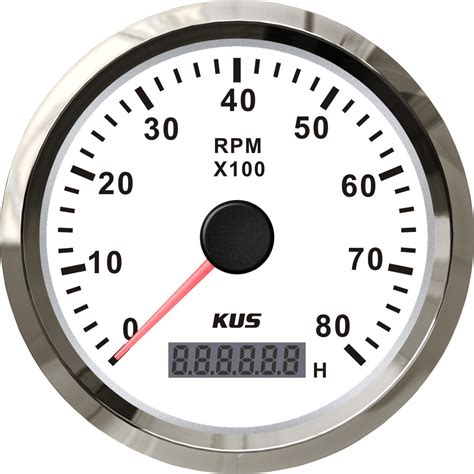 Best Price 85mm Tachometer Gauge Tacho White Faceplate Stainless