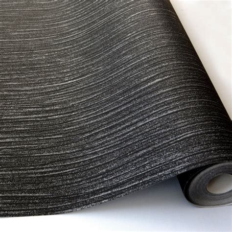 Sample Glitz Black Plain Textured Wallpaper By Ideco Home For