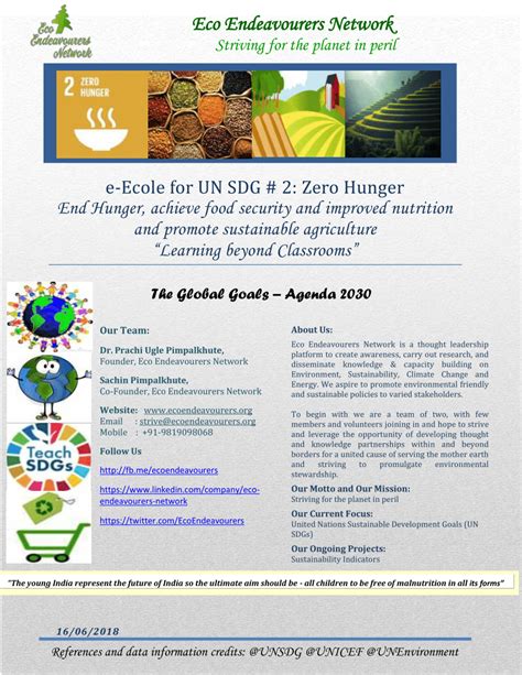 Pdf E Ecole For Un Sdg Zero Hunger End Hunger Achieve Food Security And Improved