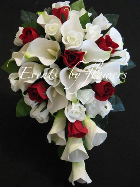 Wedding Bouquets Red Black And White Roses And Calla Lilies Bridal