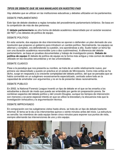 Tipos De Debate Que Existen Pdf Comportamiento Sociedad