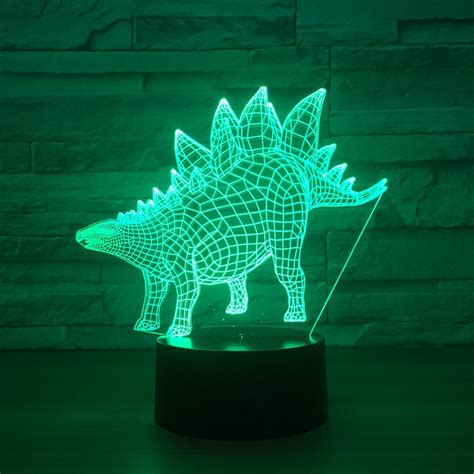 Stegosaurus 3d Lamp Visual Lights 7 Color Touch Color Acrylic Led Usb