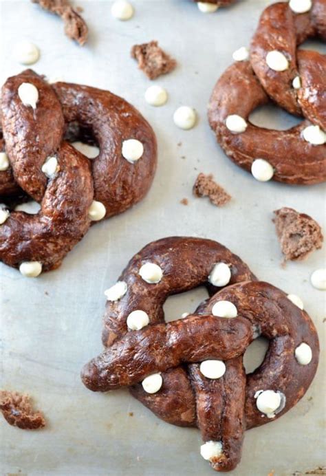 While the water is coming to a boil, roll out your pretzels! Homemade Chocolate Soft Pretzels with White Chocolate ...