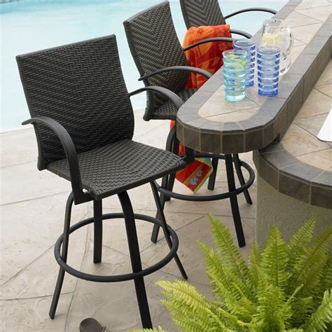 Outdoor Greatroom Company Resin Wicker 47 Swivel Bar Stool In Dark