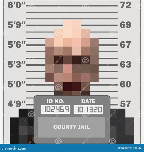 Criminal Mugshot Front View On Measuring Scale Cartoon Vector