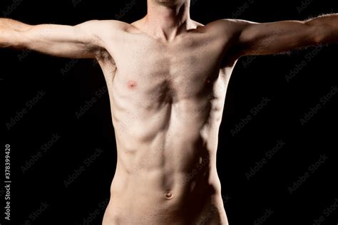 Side View Muscular Naked Man Sunken Chest Pectus Excavatum Arms Stock Photo By Egoitzbengoetxea