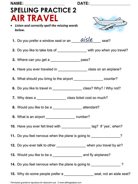 Airports And Air Travel Spelling Worksheet AIR TRAVEL English Learning English Vocabulary