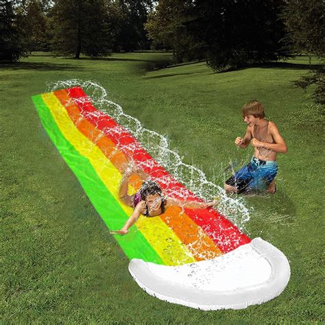 14ft Lawn Water Slides Splash Slip Slide Play Center Rainbow Play Pad