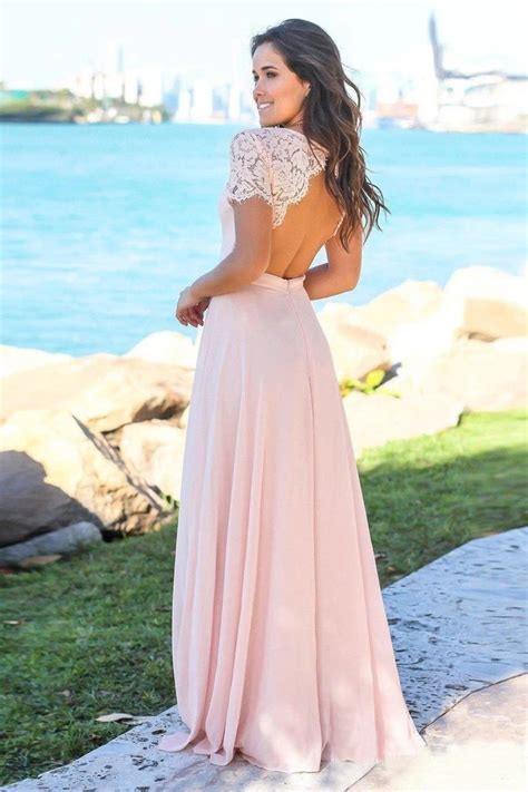 blush pink sweetheart maxi open back lace beach wedding guest dresses promdress me uk