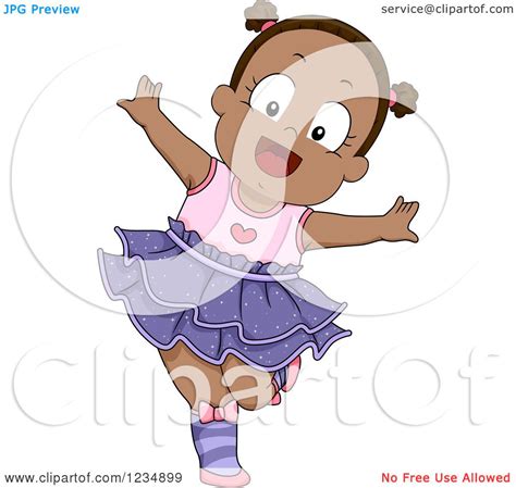 Clipart Of A Happy Black Toddler Girl Dancing Ballet