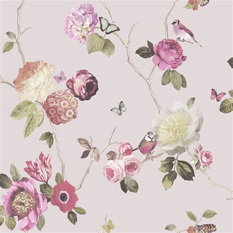 Arthouse Opera Charmed Blush Wallpaper Roses Floral Birds Garden Pink