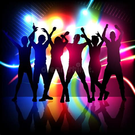 Illustration About Silhouettes Of Party People Dancing On Stage With