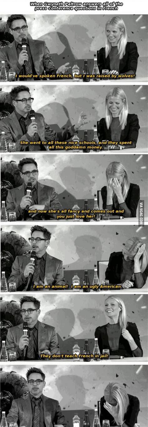 Robert Downey Jr And Gwenyth Paltrow Press Conference Gag