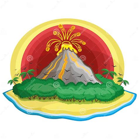 Cartoon Tropical Volcano Stock Vector Illustration Of Sketch 32330650