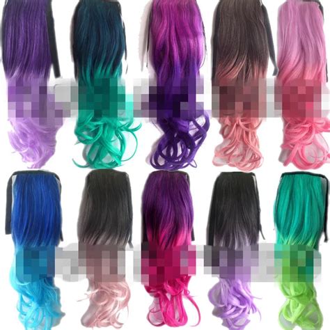 Rainbow Princess Hair Bulk Ribbon Ponytail Synthetic Middle Part Hair