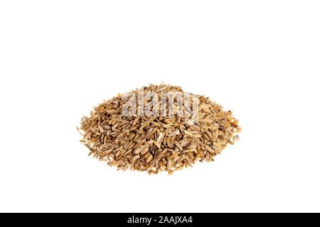 Pile Of Dried Fennel Seeds Foeniculum Vulgare Fruits Isolated Stock