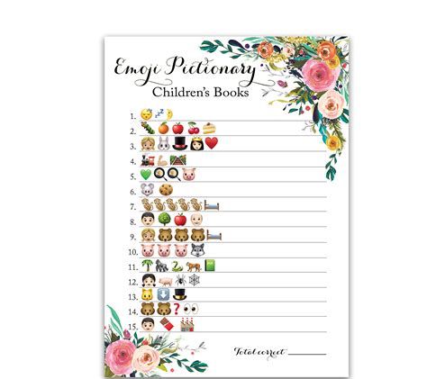 Simple Emoji Pictionary Baby Shower Game Printable And
