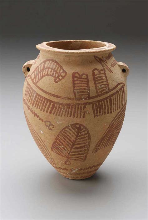 Jar With Painted Boats Egyptian Naqada Ii Gezean 3650 3300 B C Pottery [marl Clay