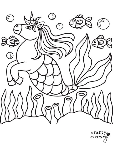 Unicorn Mermaid Coloring Pages Crafty Morning