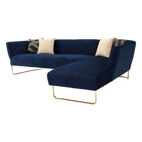 Renee Dark Blue Velvet 5 Seat Corner Sofa Mylestone Interiors Ltd