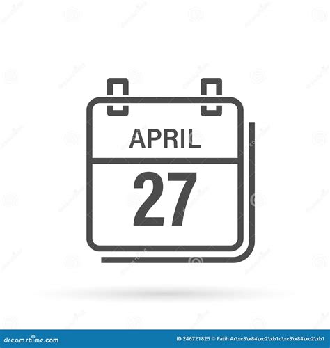 April 27 Calendar Icon With Shadow Day Month Flat Vector